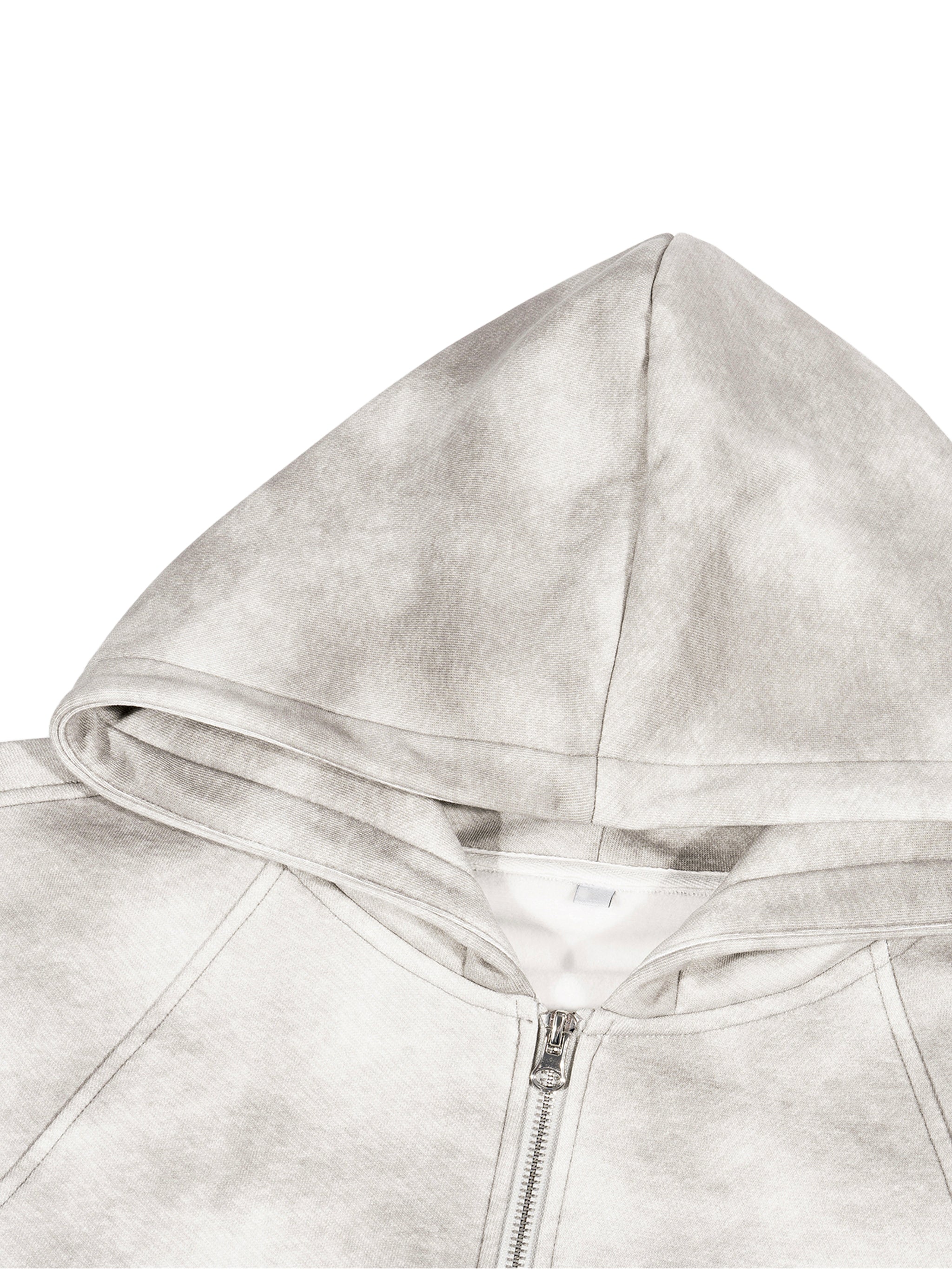 Alpine Dust Dirty Washed Boxy Zip-up Fleece Hoodie