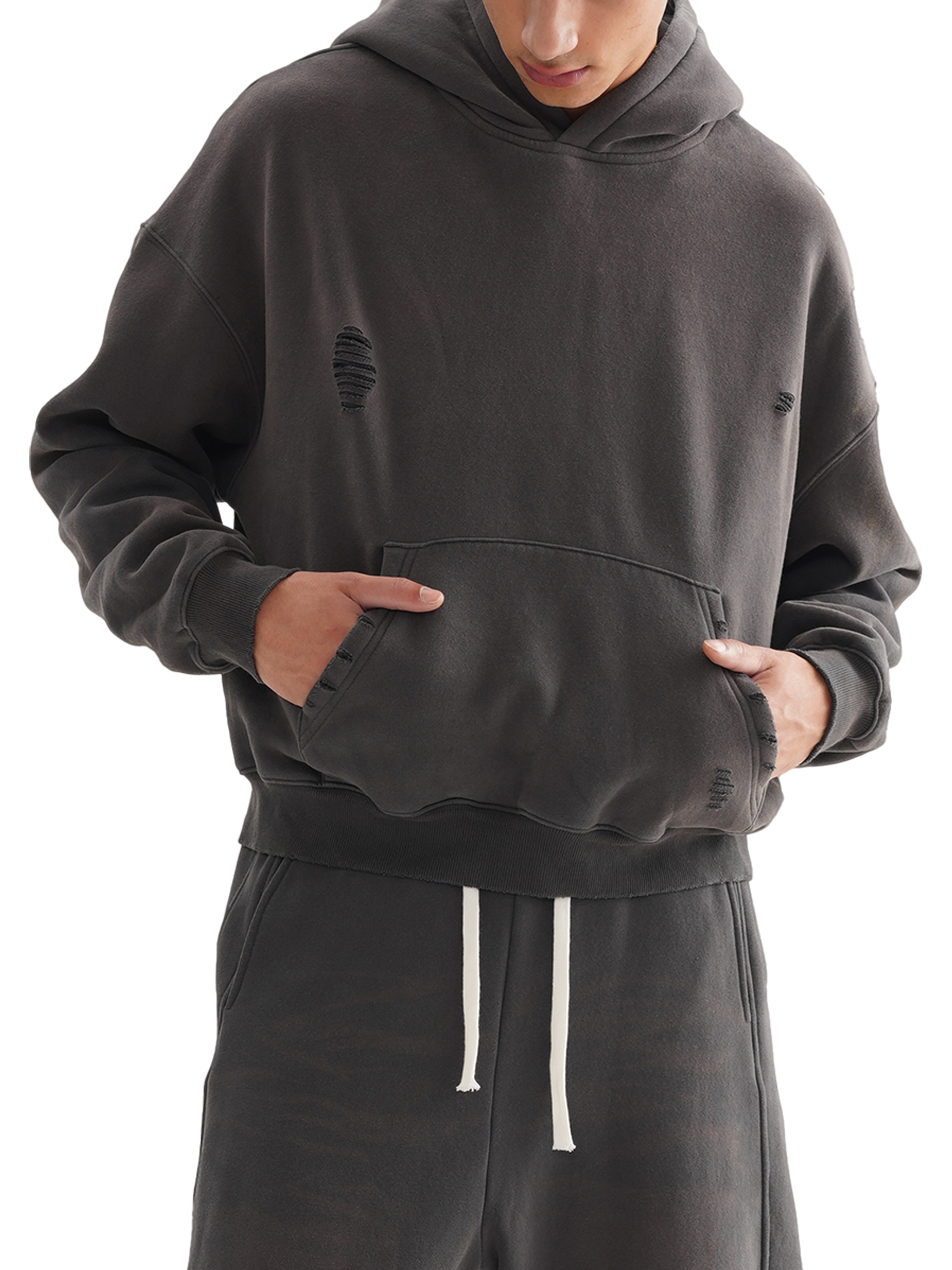 Camisa Desgastada Boxy Hoodie