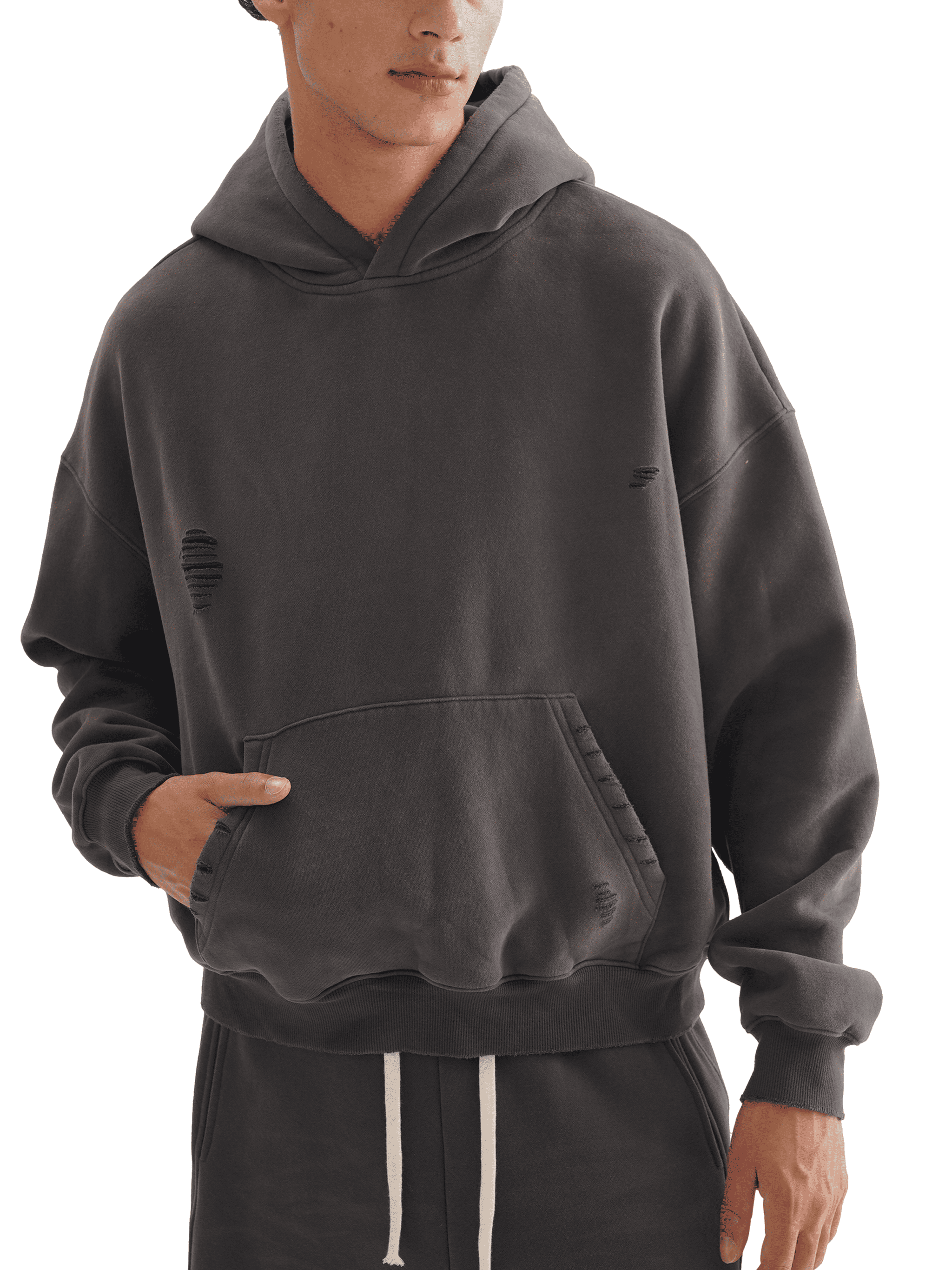 Camisa Desgastada Boxy Hoodie